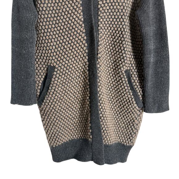 Antik Batik Chunky Knit Gray Tan Alpaca Wool Long Cardigan Sweater Size Medium - Picture 6 of 12